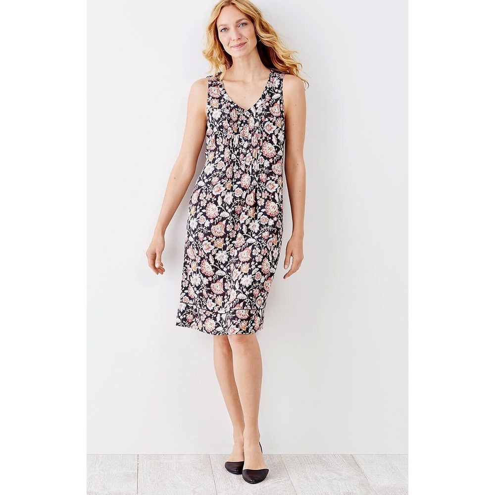 J. Jill Floral‎ Print Dress Sleeveless V-Neck Casual Summer XS